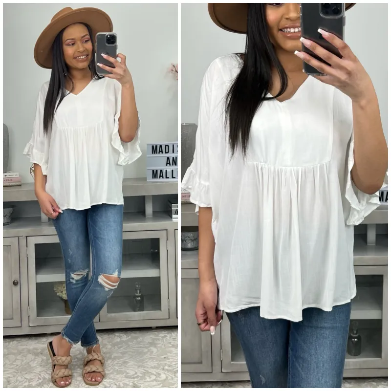Pelot Flowy Ruffle Poncho Top - FINAL SALE sold by Madison + Mallory