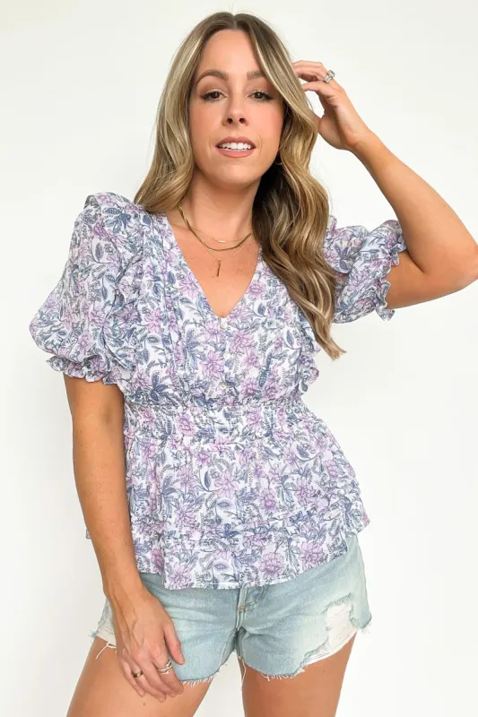 Sherrie Floral Pleated Smocked Waist Top - FINAL SALE made by Blu Pepper