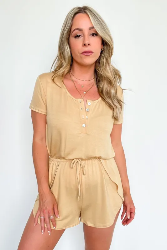 Rosalinah Jersey Knit Button Front Romper - FINAL SALE sold by Madison + Mallory