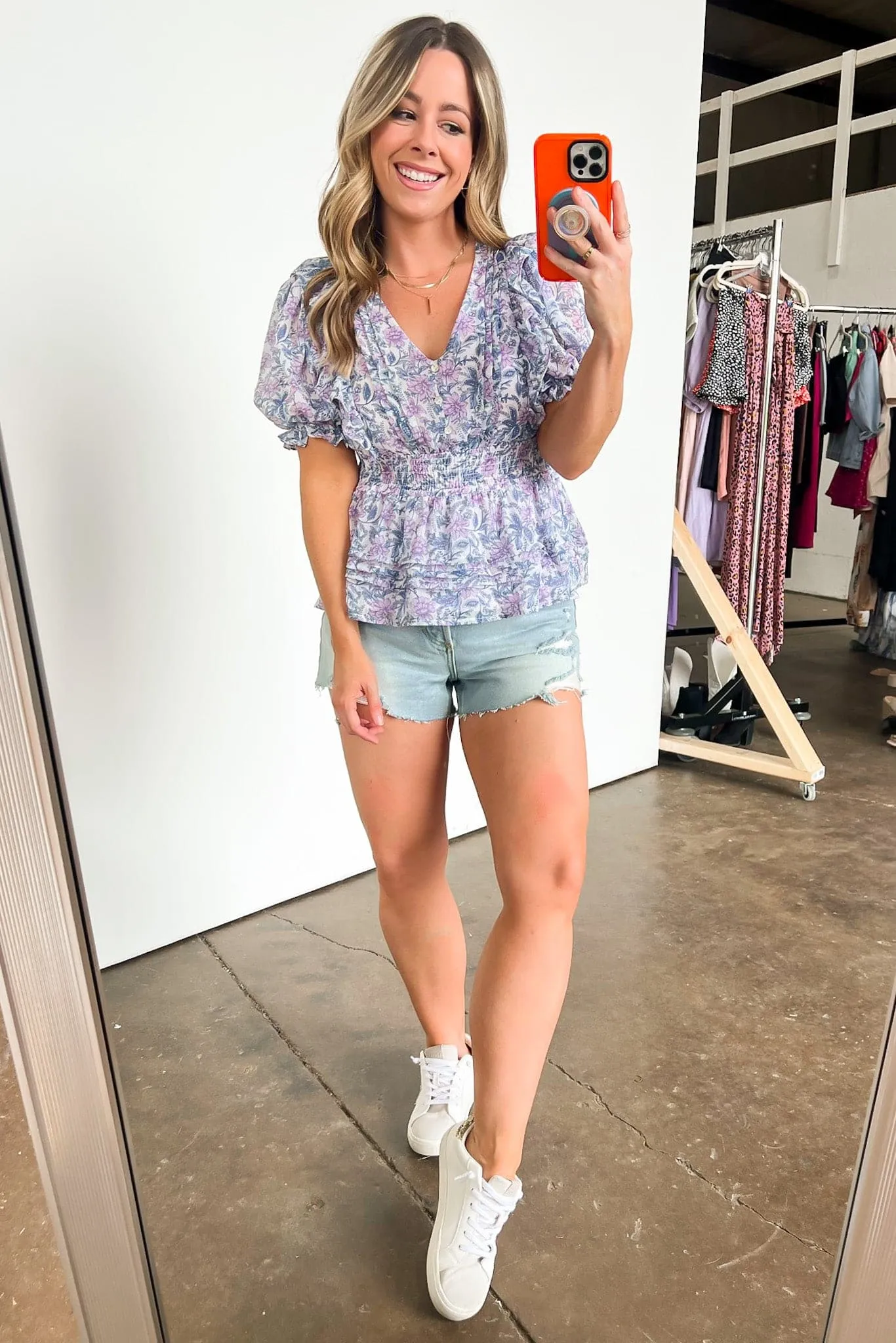 Sherrie Floral Pleated Smocked Waist Top - FINAL SALE sold by Madison + Mallory product image thumbnail 3