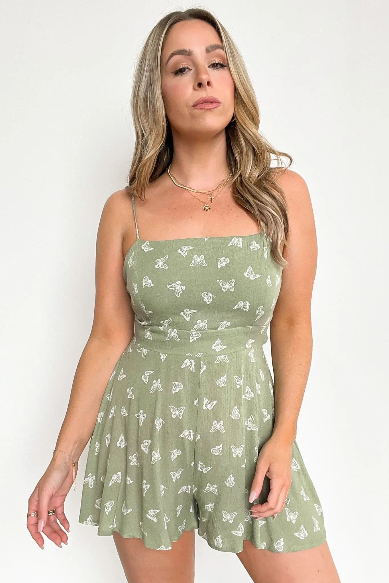 Clear Skies Butterfly Tie Back Romper - FINAL SALE sold by Madison + Mallory product image thumbnail 4