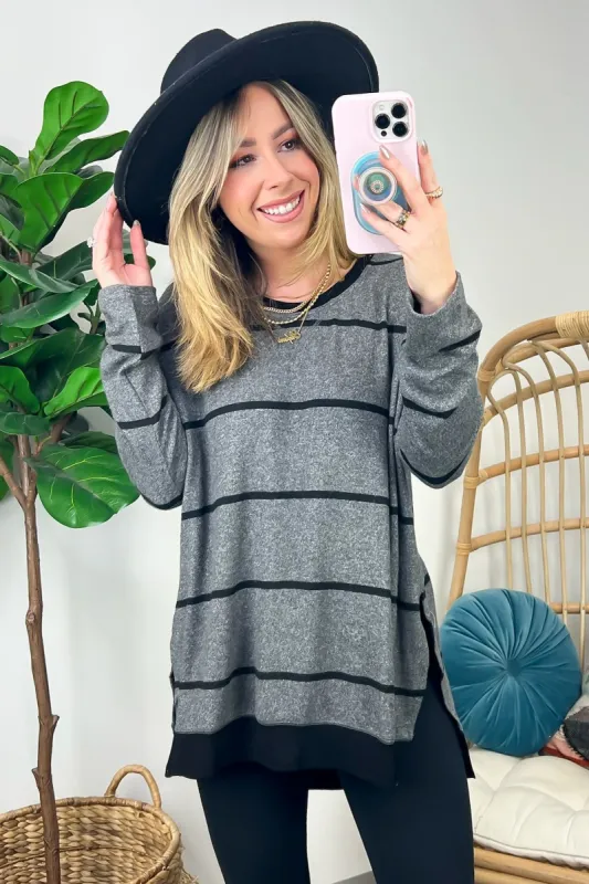 Tayshiah Oversized Striped Knit Top - BACK IN STOCK sold by Madison + Mallory