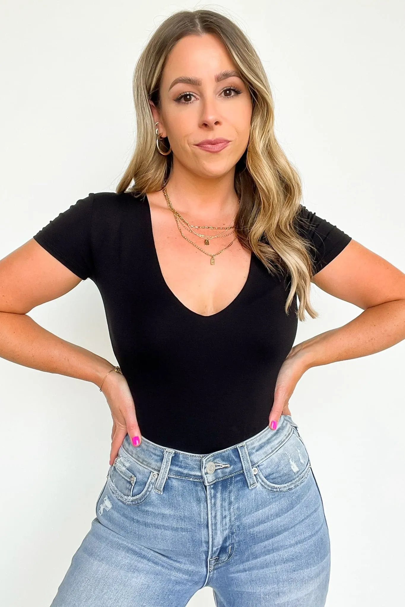 Jessiah V-Neck Short Sleeve Bodysuit - FINAL SALE sold by Madison + Mallory product image thumbnail 2