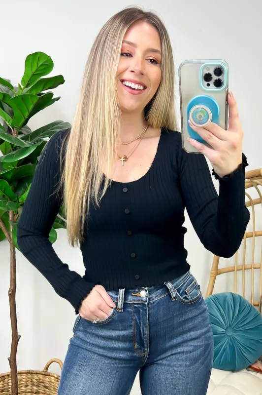 Coy Charm Ribbed Button Down Sweater - FINAL SALE sold by Madison + Mallory