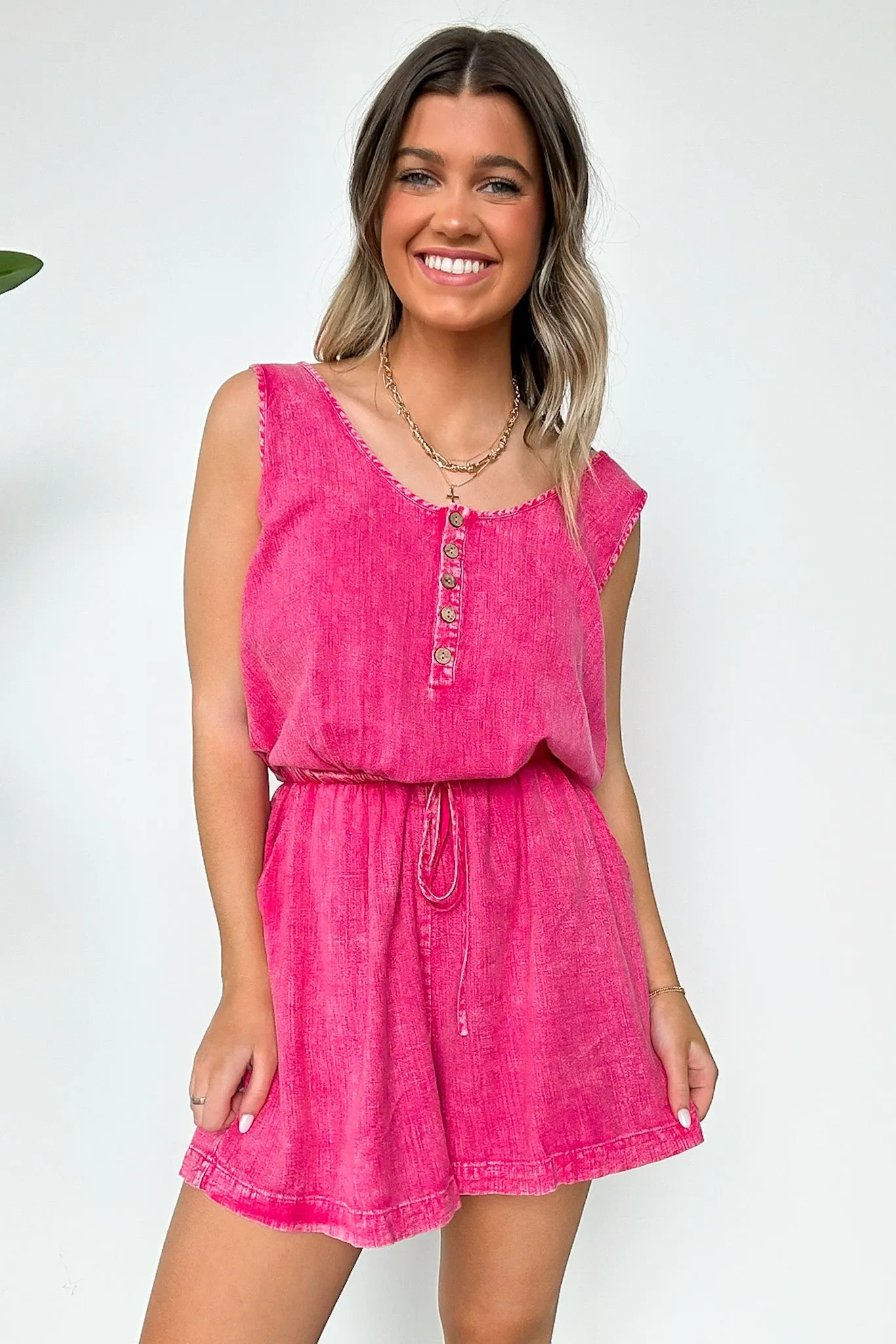For The Moment Washed Drawstring Romper - FINAL SALE sold by Madison + Mallory product image thumbnail 3