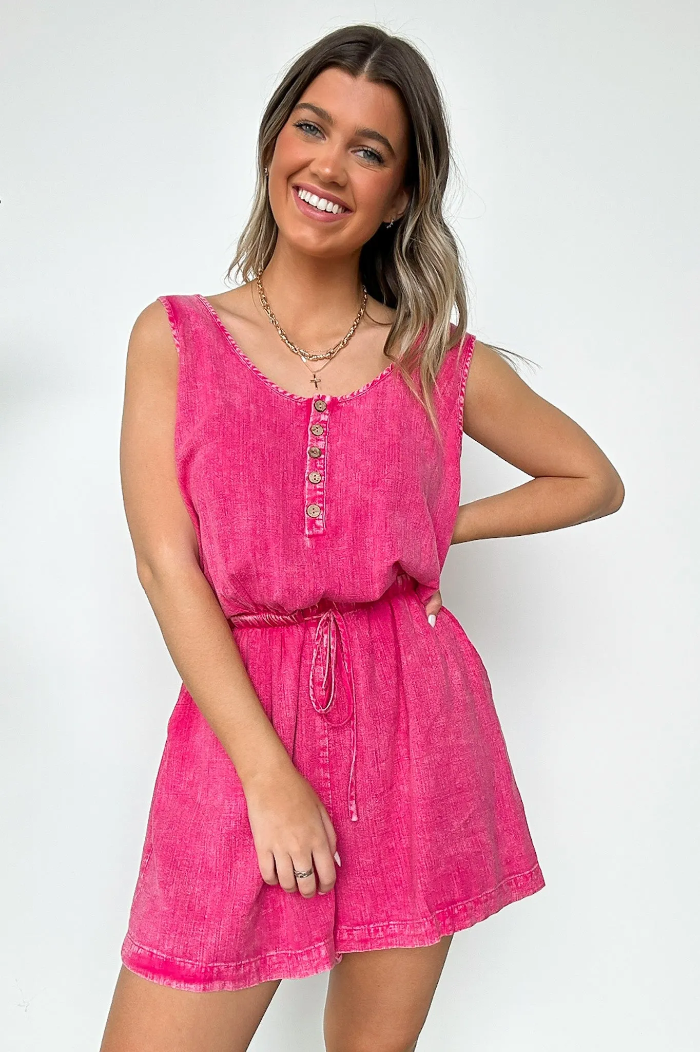 For The Moment Washed Drawstring Romper - FINAL SALE sold by Madison + Mallory product image thumbnail 5
