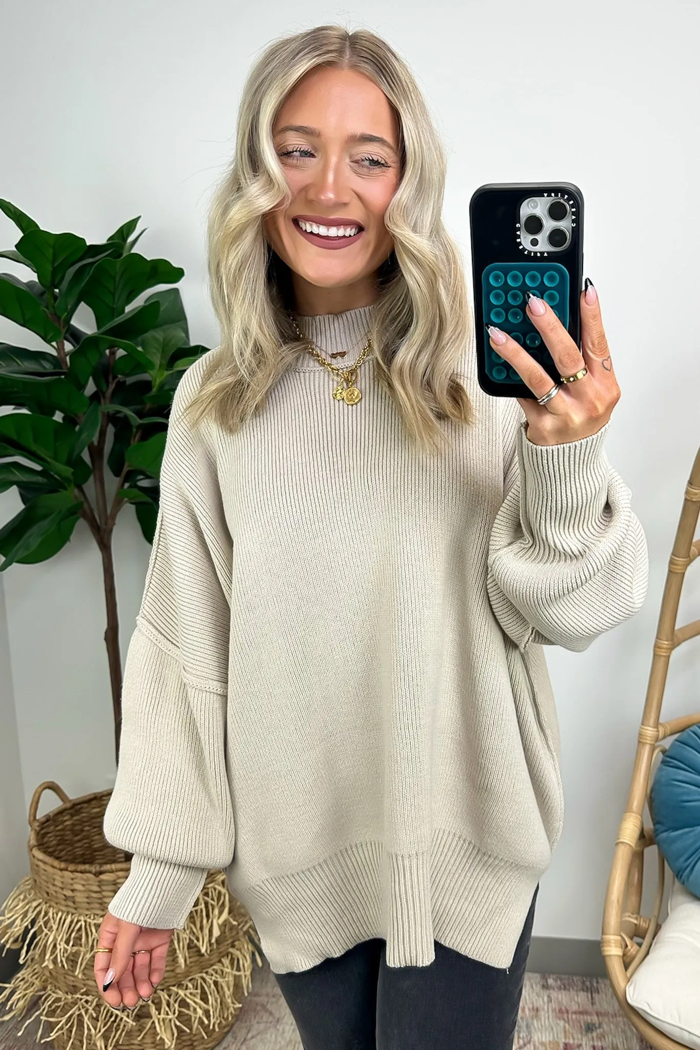 Simple Street Side Slit Oversized Sweater - BACK IN STOCK sold by Madison + Mallory product image thumbnail 5