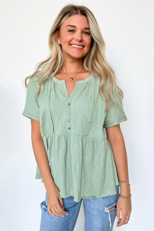 Janelle Button Detail Peplum Top - BACK IN STOCK sold by Madison + Mallory