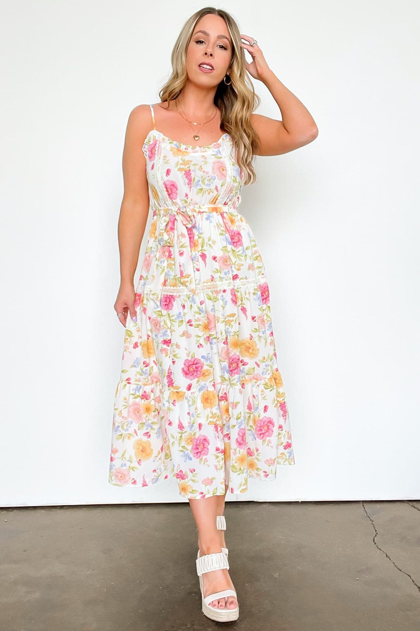 Eloquent Efforts Floral Lace Midi Dress - FINAL SALE sold by Madison + Mallory