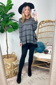Tayshiah Oversized Striped Knit Top - BACK IN STOCK sold by Madison + Mallory