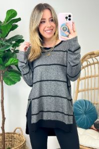 Tayshiah Oversized Striped Knit Top - BACK IN STOCK sold by Madison + Mallory