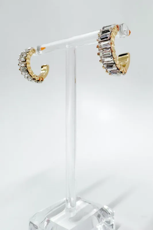 Iconic Elegance Baguette CZ Hoop Earrings sold by Madison + Mallory