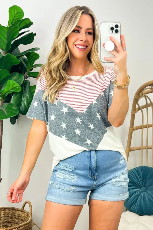 1776 Stars and Stripes Graphic Relaxed Top - FINAL SALE sold by Madison + Mallory