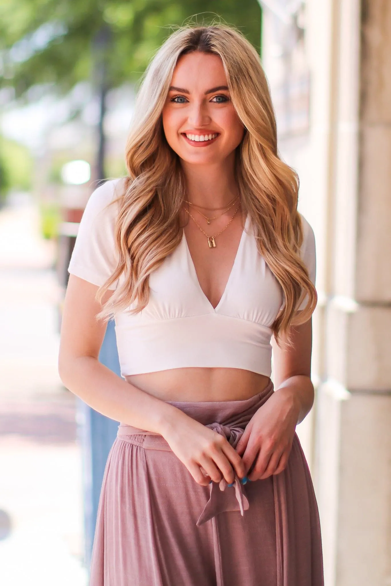 Peaceful Escape V-Neck Cropped Top - FINAL SALE sold by Madison + Mallory product image thumbnail 4