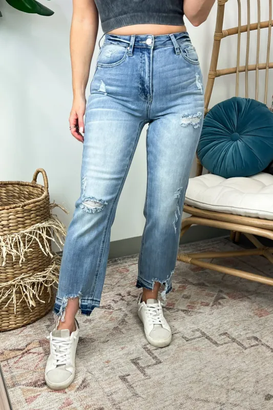 Emelle High Rise Cropped Straight Distressed Jeans - FINAL SALE sold by Madison + Mallory