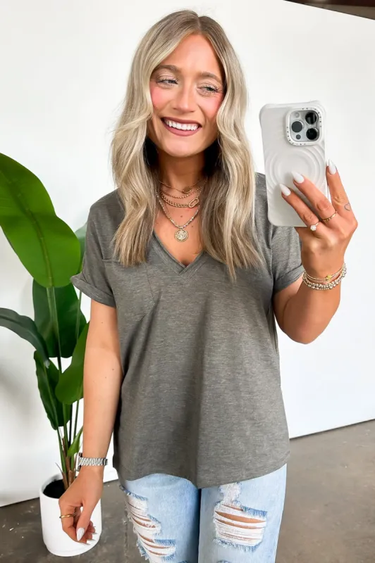 Zoie V-Neck Relaxed Pocket Tee - FINAL SALE sold by Madison + Mallory