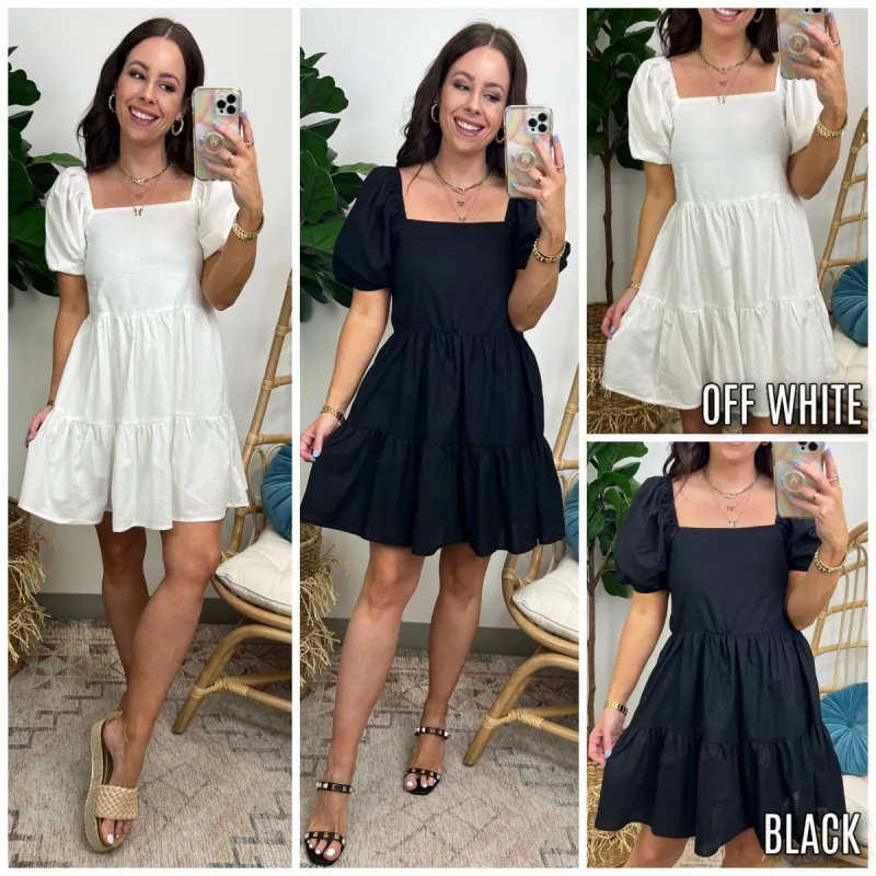 Dreamy Daytime Puff Sleeve Tiered Babydoll Dress sold by Madison + Mallory