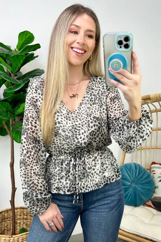 Alexiah Animal Print Drawstring Waist Top - FINAL SALE sold by Madison + Mallory