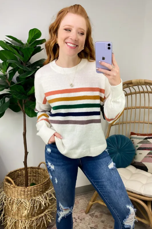 Retro Rainbows Striped Sweater sold by Madison + Mallory