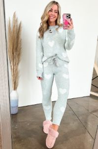 Have a Heart to Heart Print Sweater Knit Leggings - FINAL SALE sold by Madison + Mallory