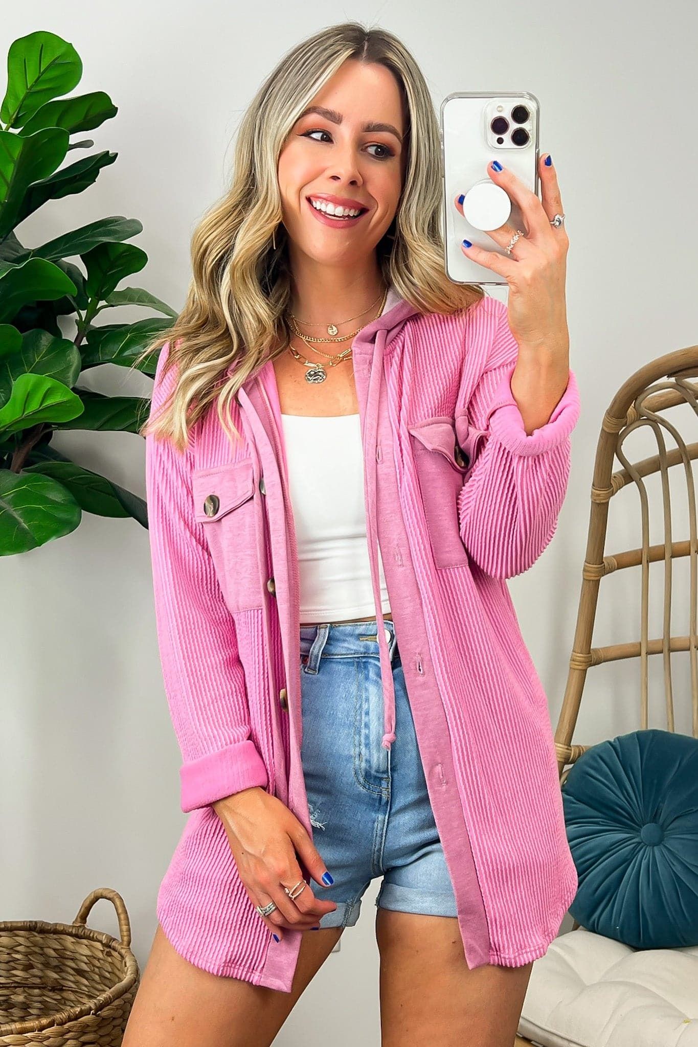 Saturday Satisfaction Ribbed Hooded Shacket - BACK IN STOCK! sold by Madison + Mallory product image thumbnail 4