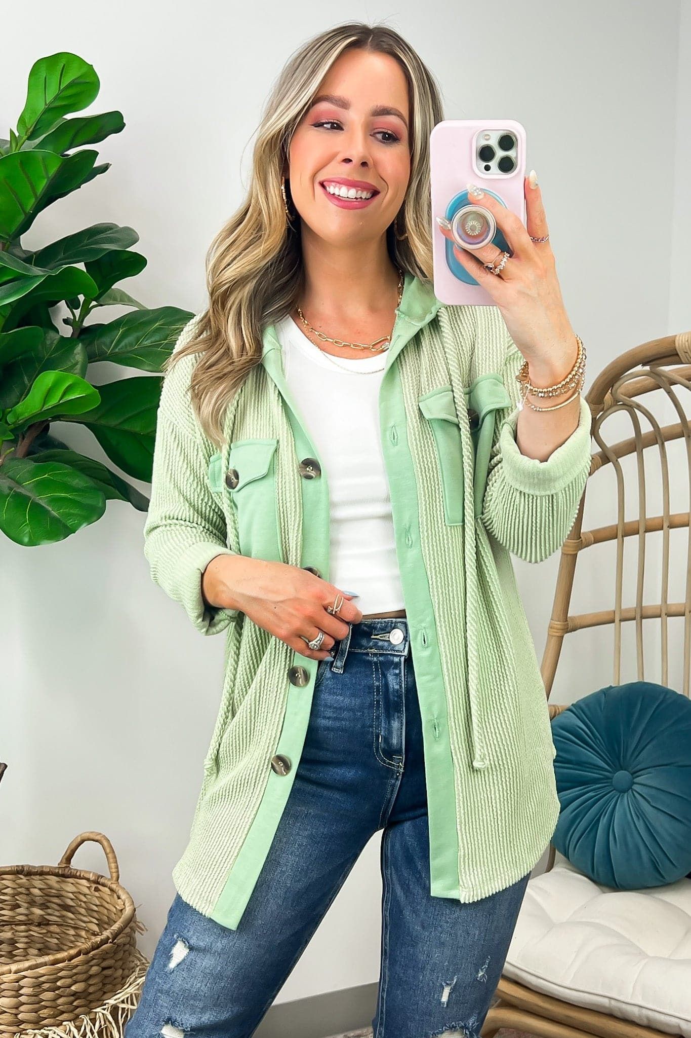 Saturday Satisfaction Ribbed Hooded Shacket - BACK IN STOCK! sold by Madison + Mallory product image thumbnail 5