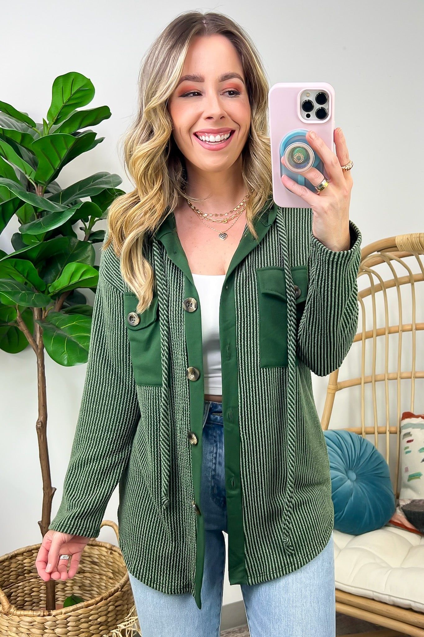 Saturday Satisfaction Ribbed Hooded Shacket - BACK IN STOCK! sold by Madison + Mallory product image thumbnail 3