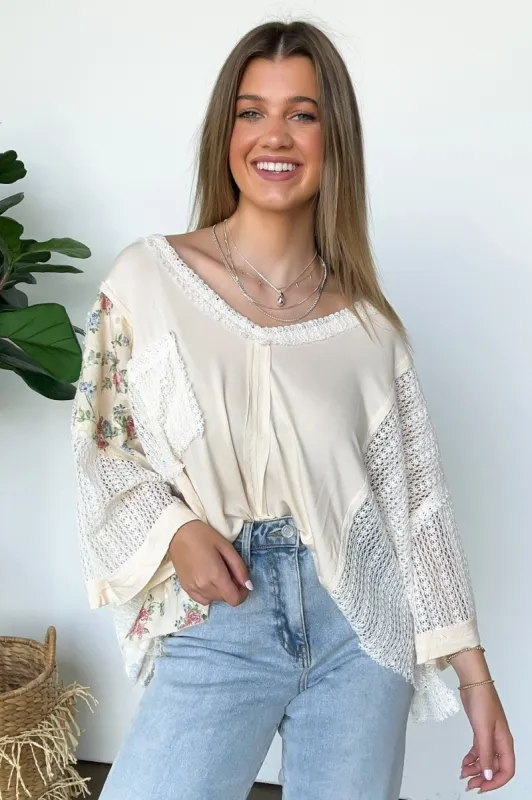 Embley Floral and Lace Contrast Relaxed Top - FINAL SALE sold by Madison + Mallory