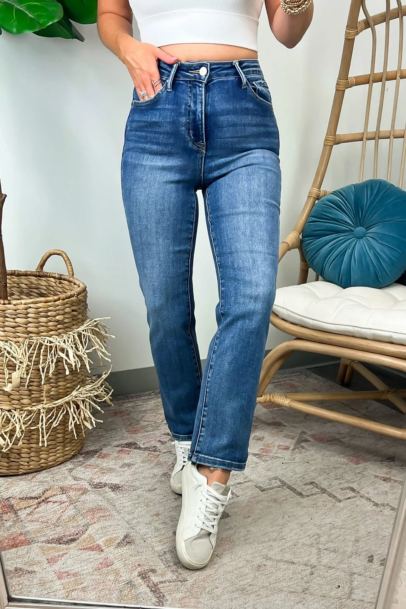 Helenea High Rise Crop Straight Jeans - FINAL SALE sold by Madison + Mallory