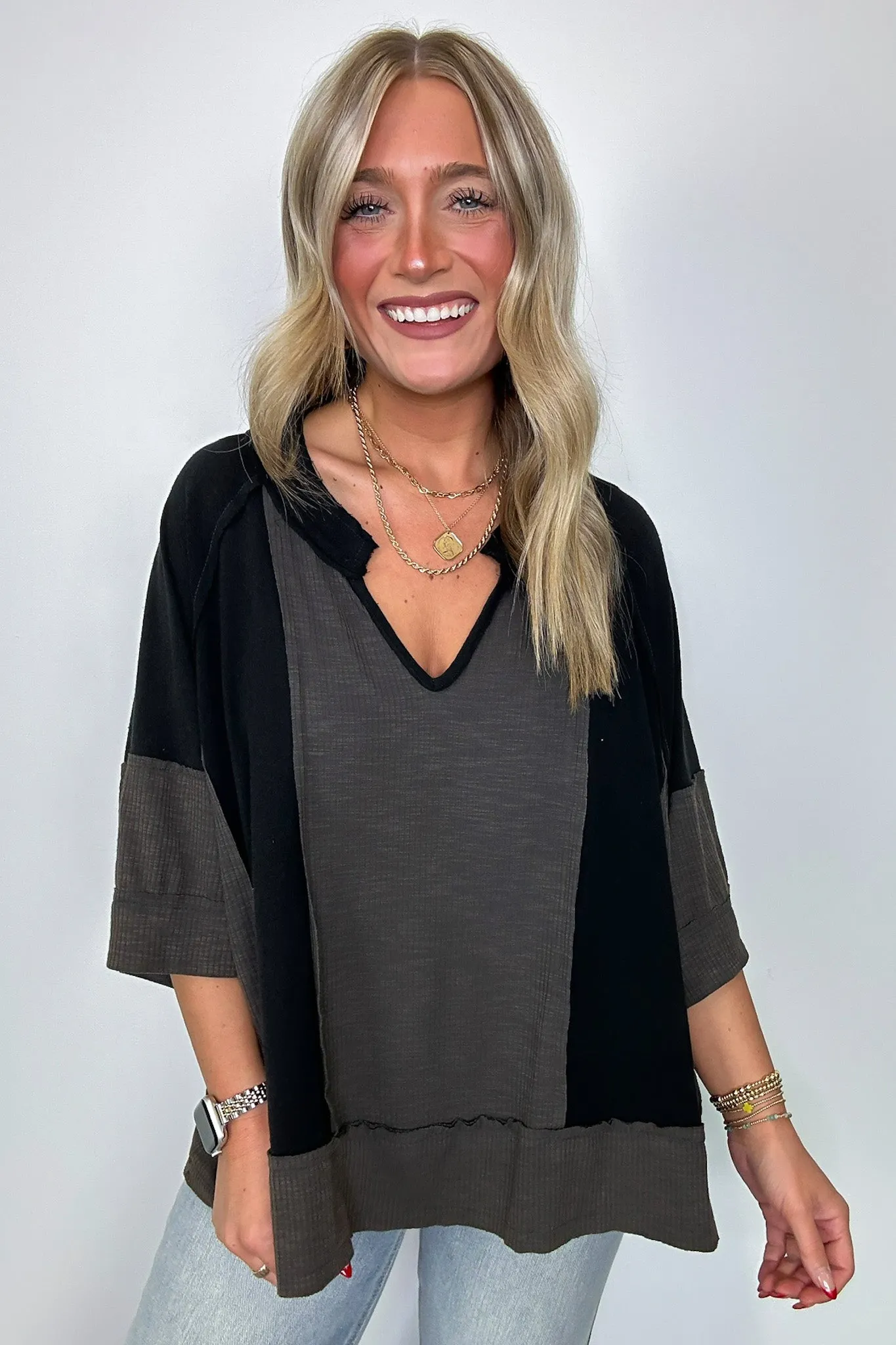 Aurora Dreams Oversized Color Block Contrast Top - BACK IN STOCK sold by Madison + Mallory product image thumbnail 3