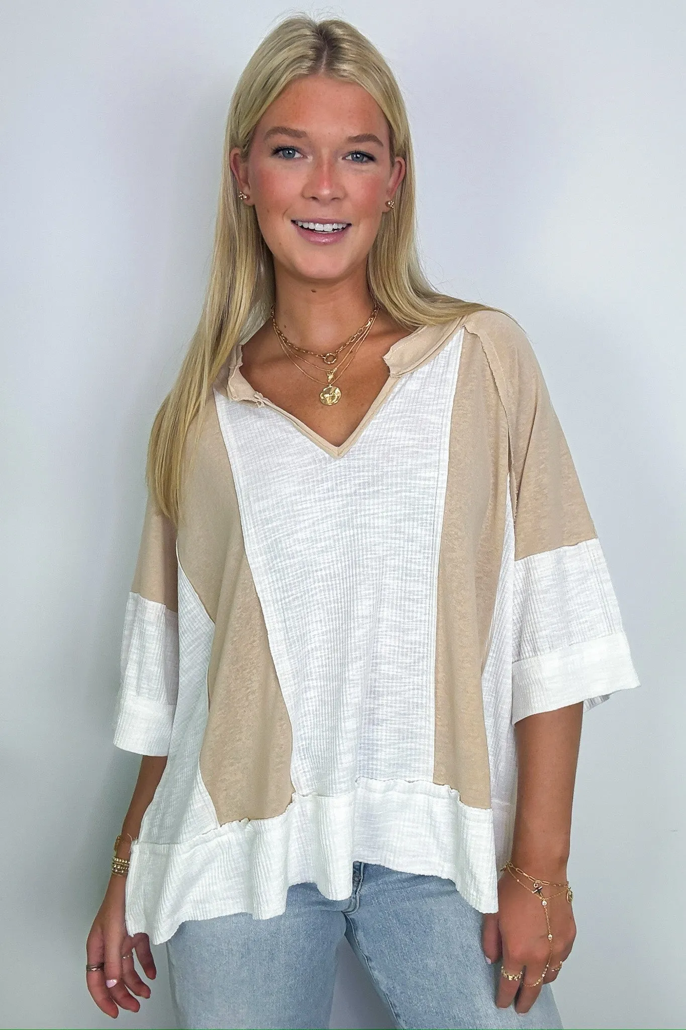 Aurora Dreams Oversized Color Block Contrast Top - BACK IN STOCK sold by Madison + Mallory product image thumbnail 4