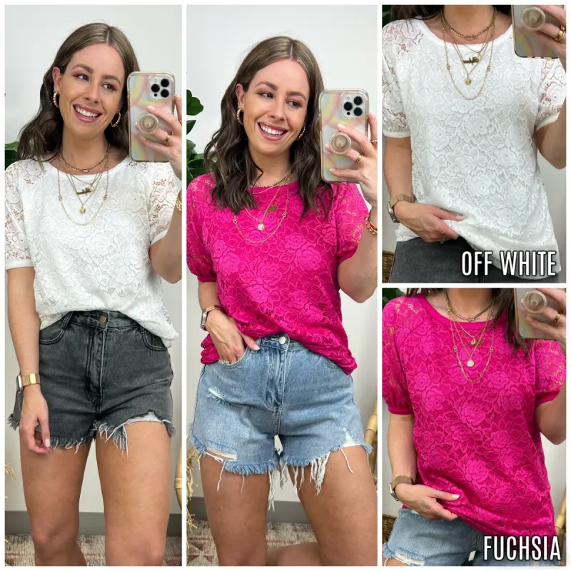 Hadid Lace Puff Sleeve Raglan Top - FINAL SALE sold by Madison + Mallory