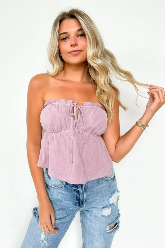 Sweet Direction Ruffle Tie Front Tube Top - FINAL SALE sold by Madison + Mallory