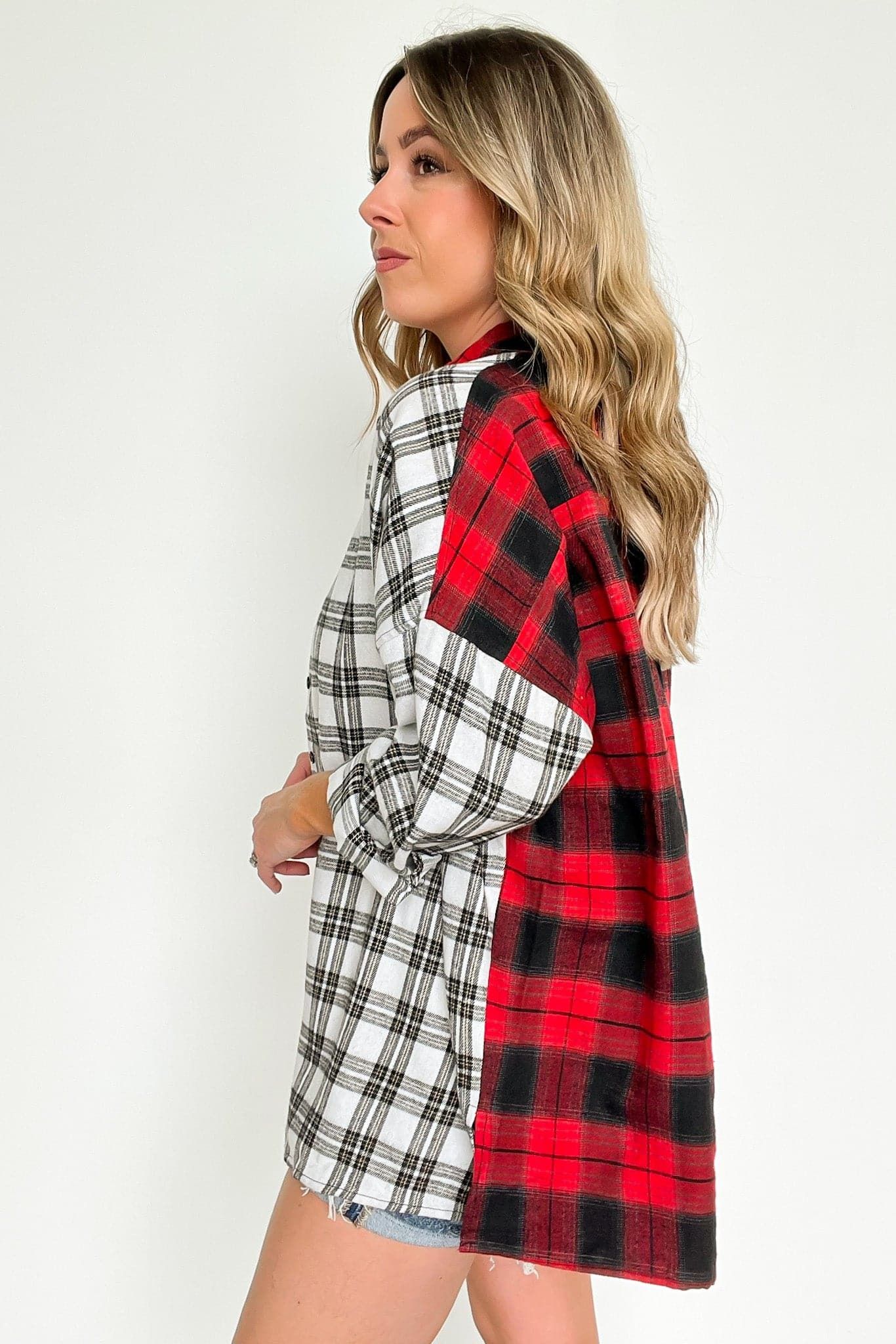 Casual Moves Contrast Plaid Button Down Top sold by Madison + Mallory product image thumbnail 3