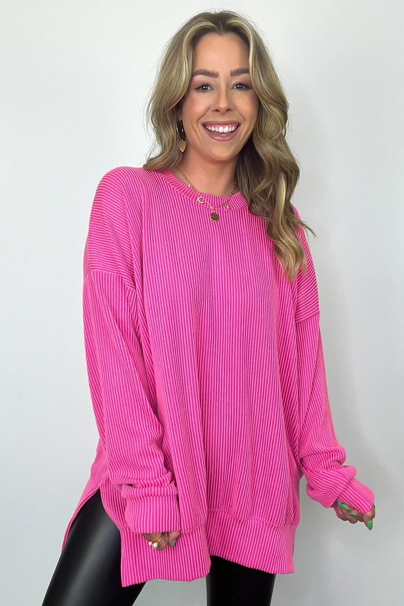 Pressley Rib Knit Side Slit Pullover - BACK IN STOCK sold by Madison + Mallory product image thumbnail 3