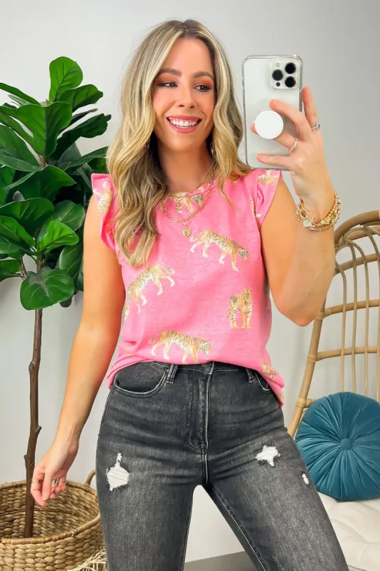 It's a Jungle Tiger Print Ruffle Sleeve Top - FINAL SALE sold by Madison + Mallory