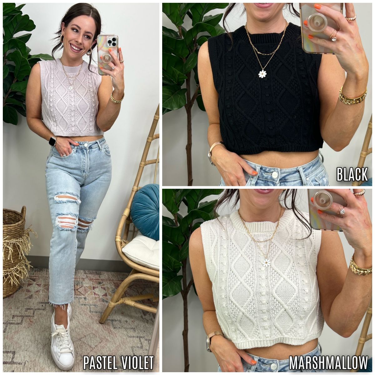 Elay Cable Knit Sweater Vest - FINAL SALE sold by Madison + Mallory