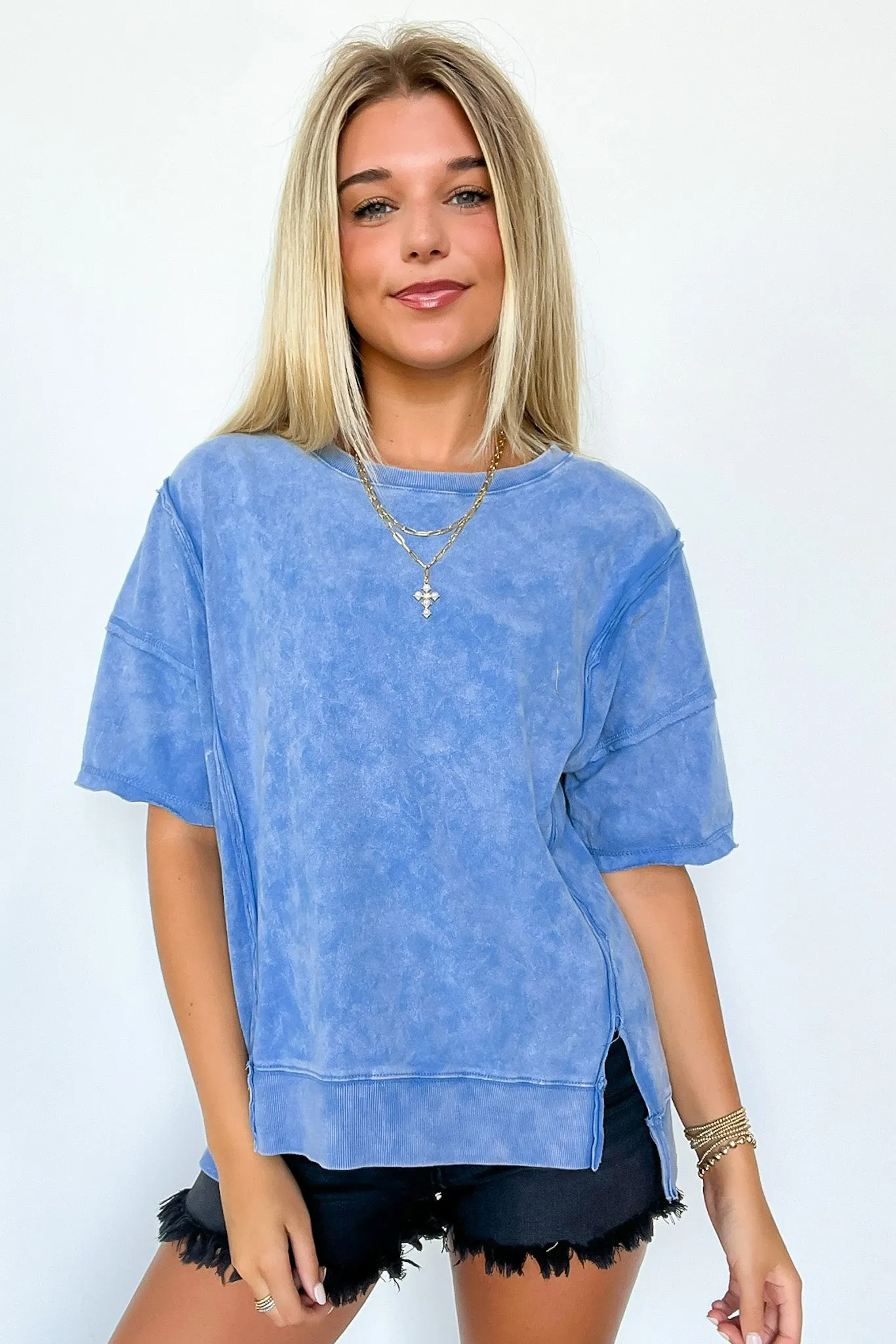 Avania Raw Edge Washed Short Sleeve Top - FINAL SALE sold by Madison + Mallory product image thumbnail 5
