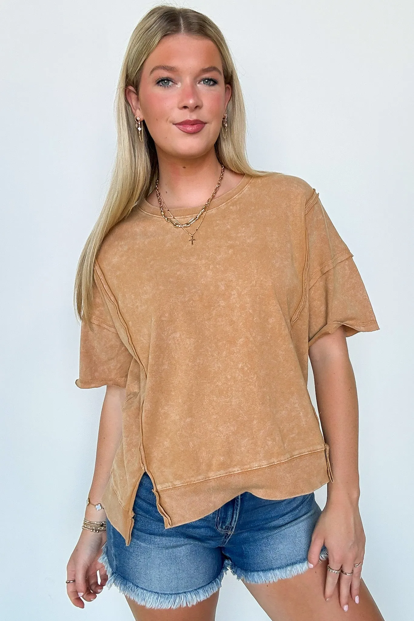 Avania Raw Edge Washed Short Sleeve Top - FINAL SALE sold by Madison + Mallory product image thumbnail 2