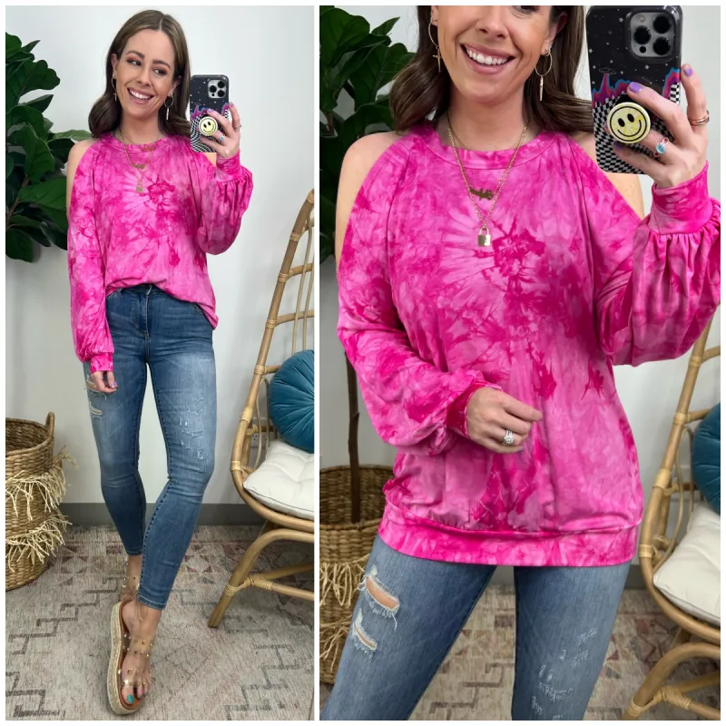 Borrowed Luck Cloudwash Cold Shoulder Top - FINAL SALE sold by Madison + Mallory