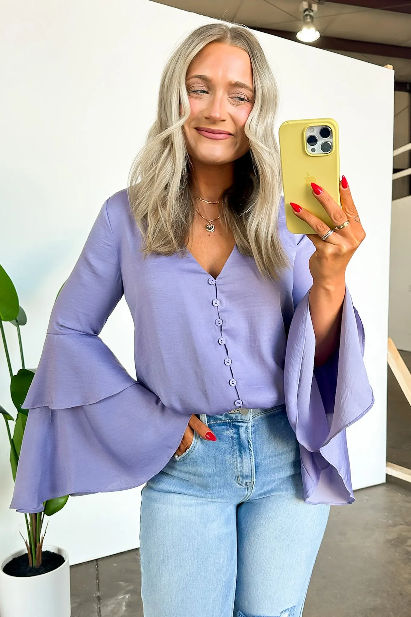 Beloved Darling Ruffle Bell Sleeve Button Bodysuit - FINAL SALE sold by Madison + Mallory product image thumbnail 2