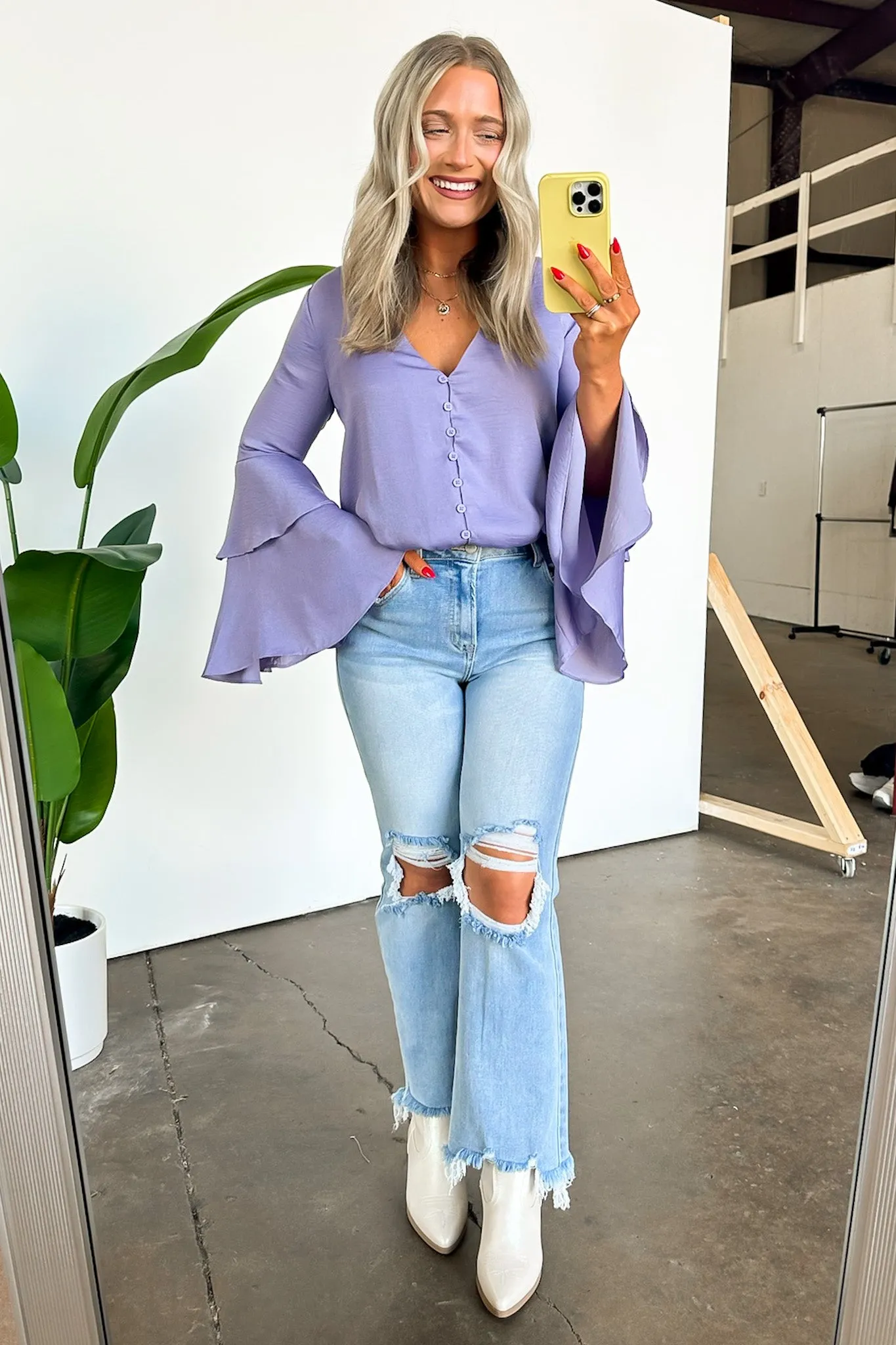 Beloved Darling Ruffle Bell Sleeve Button Bodysuit - FINAL SALE sold by Madison + Mallory product image thumbnail 3