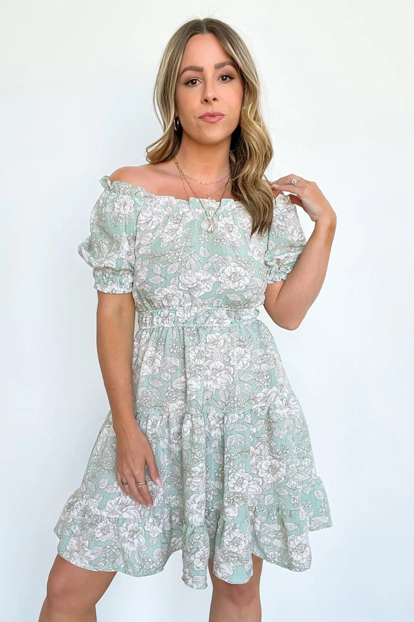 Dreamiest Darling Off Shoulder Ruffle Floral Dress - FINAL SALE sold by Madison + Mallory product image thumbnail 4