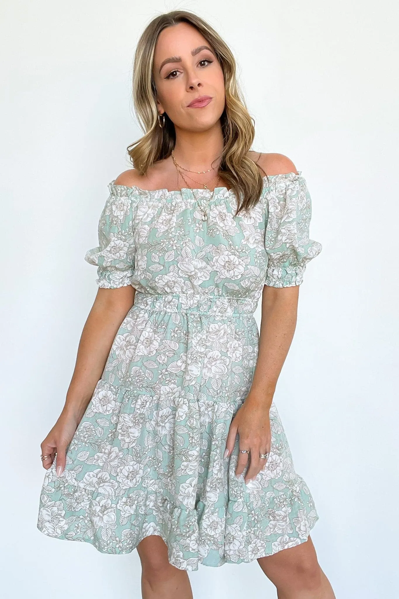 Dreamiest Darling Off Shoulder Ruffle Floral Dress - FINAL SALE sold by Madison + Mallory product image thumbnail 3