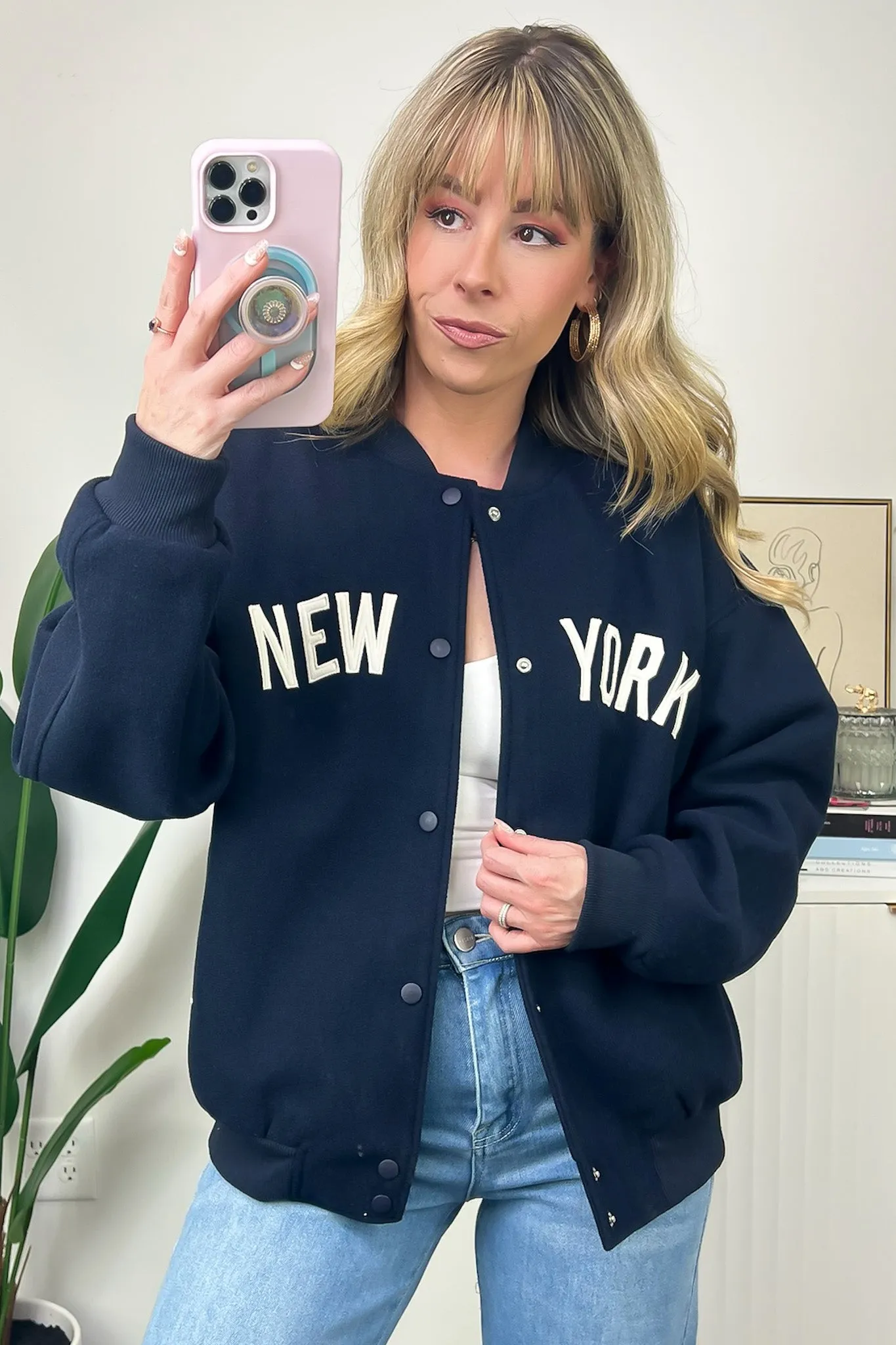 New York Button Up Varsity Jacket - FINAL SALE sold by Madison + Mallory product image thumbnail 3