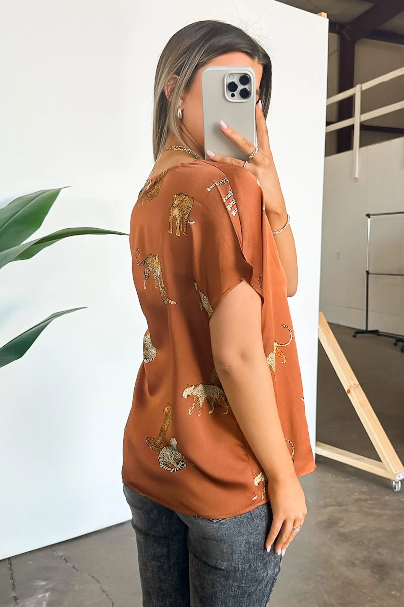 Harlie Satin Animal Print Top - BACK IN STOCK sold by Madison + Mallory product image thumbnail 5