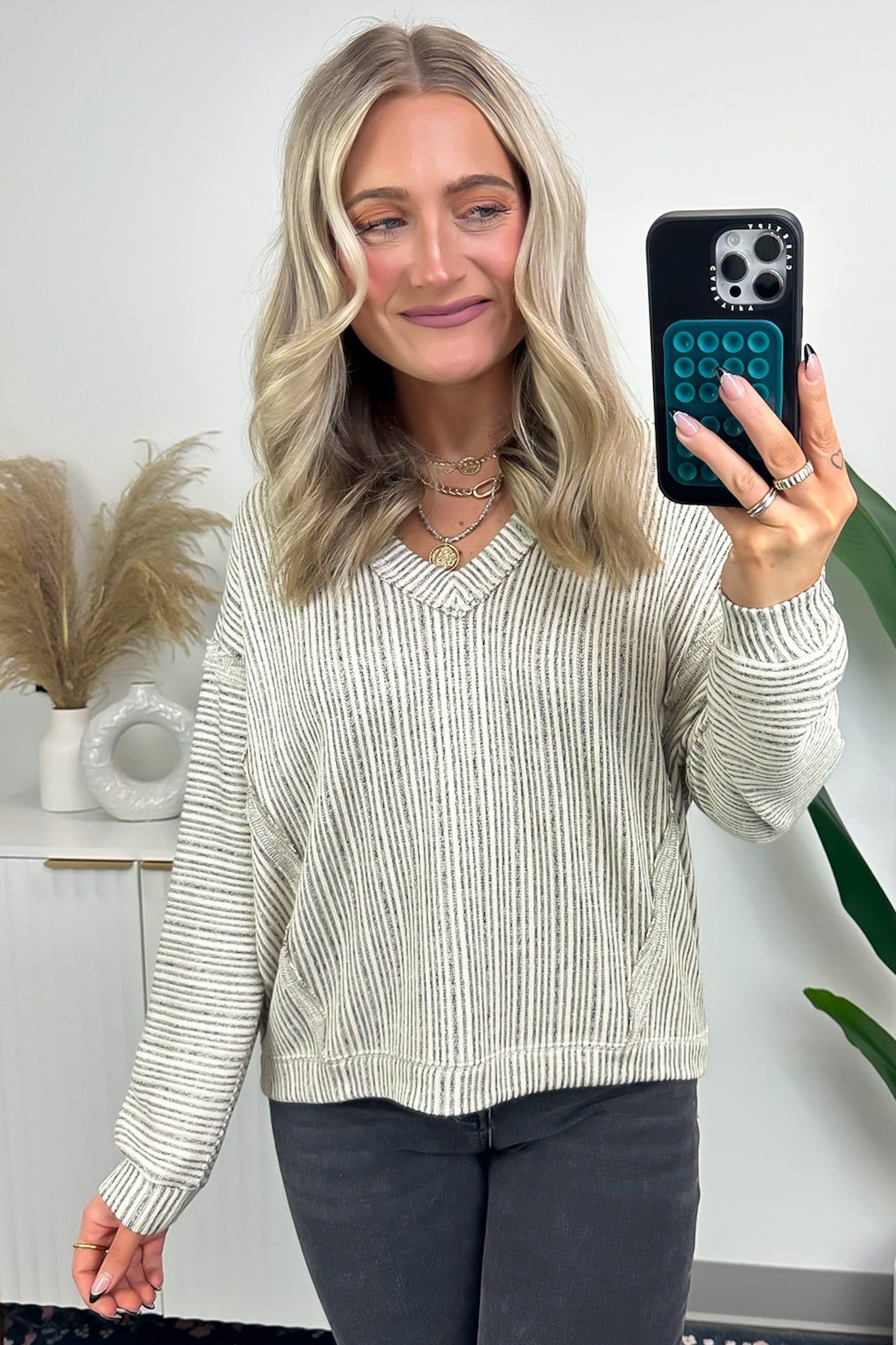 Aubrinah Drop Shoulder V-Neck Top sold by Madison + Mallory product image thumbnail 5