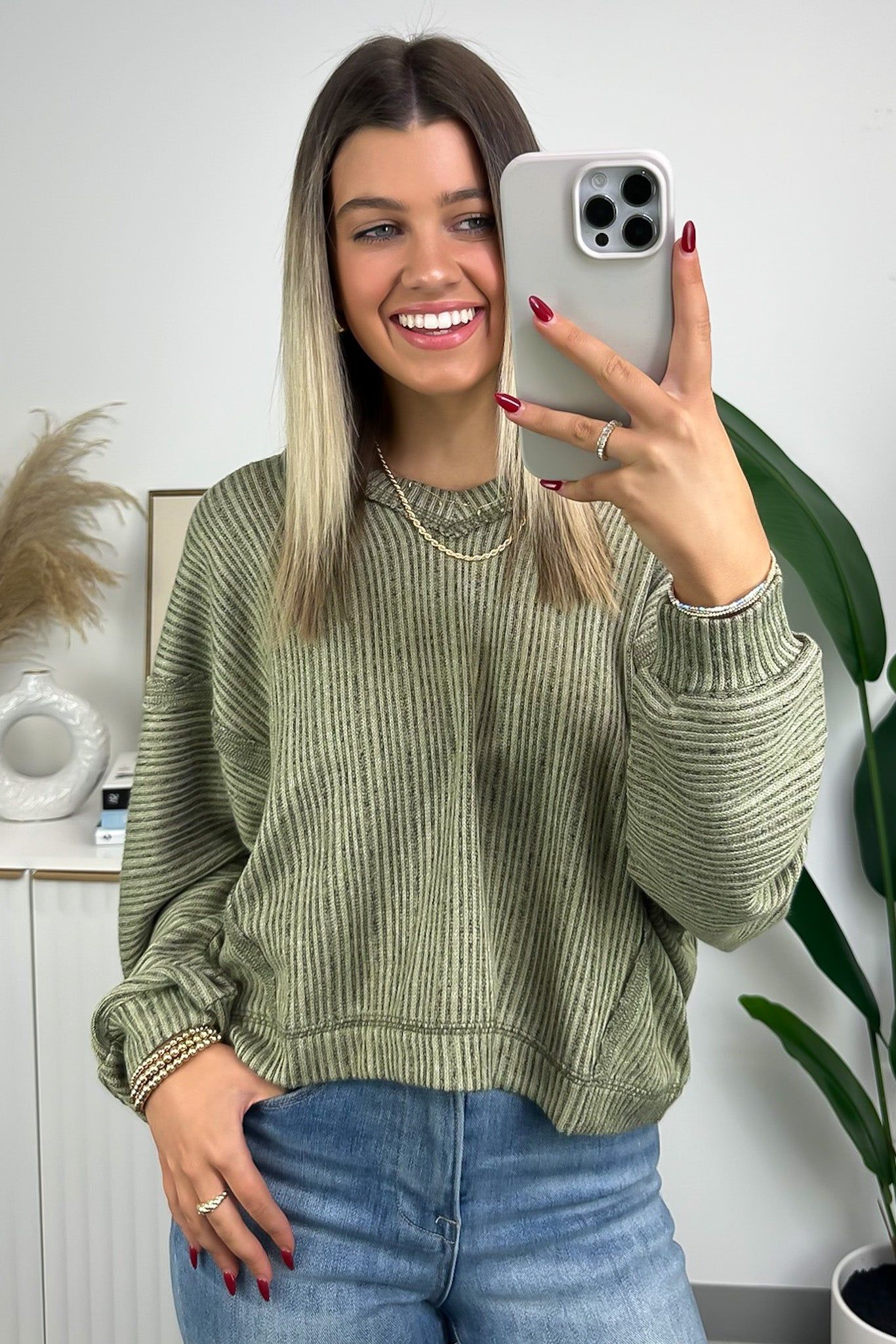 Aubrinah Drop Shoulder V-Neck Top sold by Madison + Mallory