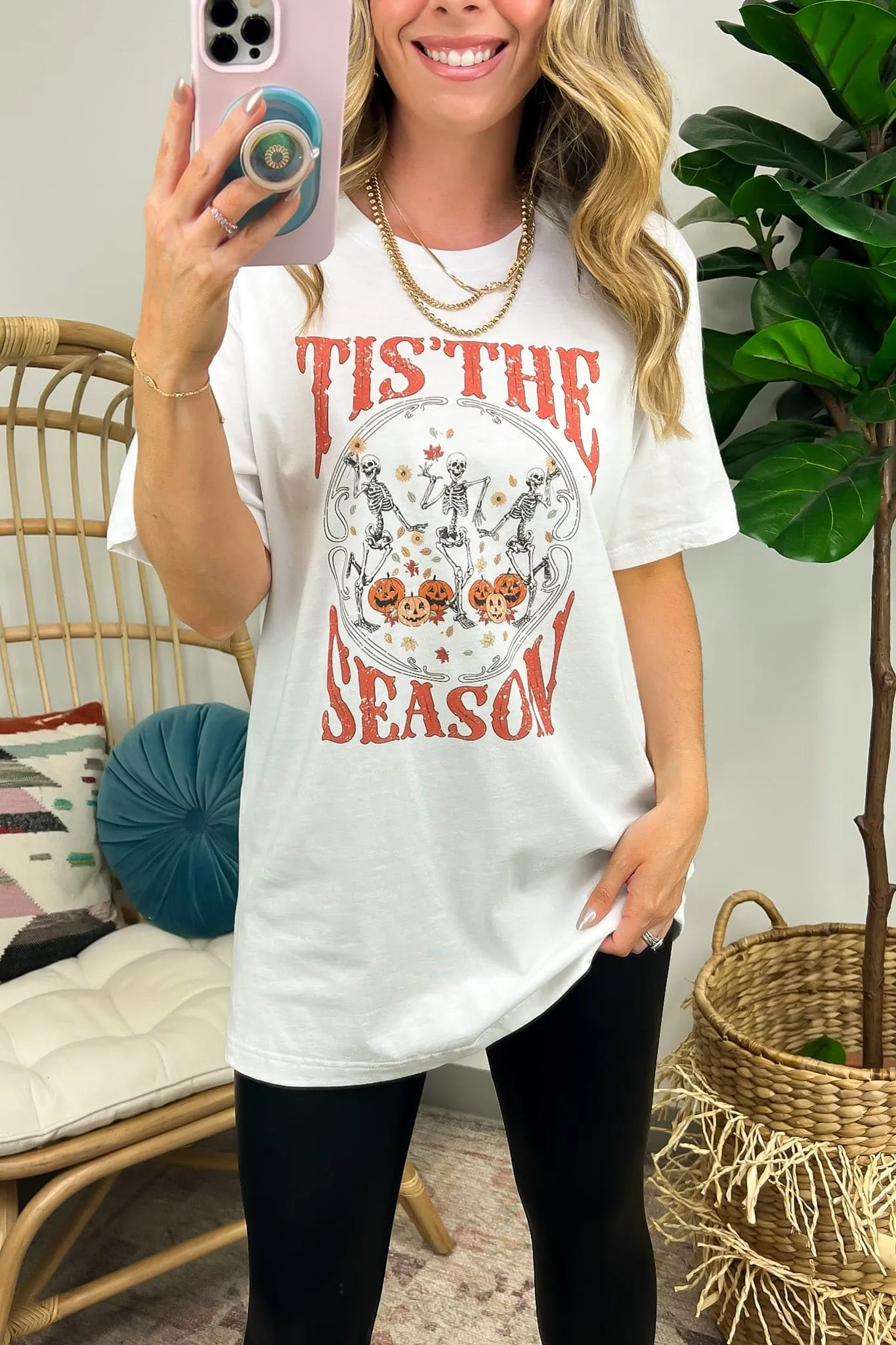 Tis' The Season Halloween Skeleton Graphic Tee - FINAL SALE sold by Madison + Mallory product image thumbnail 3