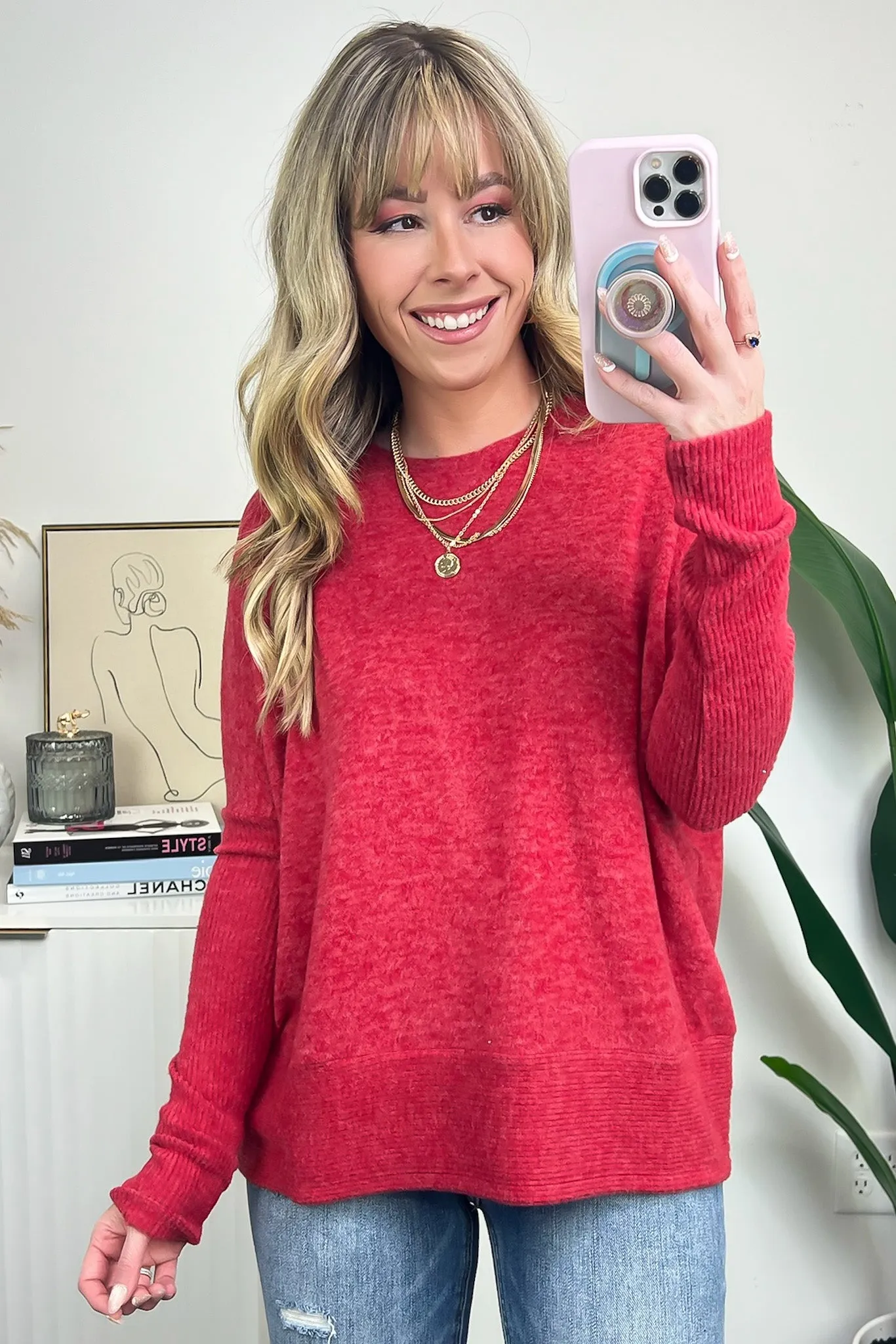 Ellegra Brushed Knit Dolman Sleeve Top - BACK IN STOCK sold by Madison + Mallory product image thumbnail 3